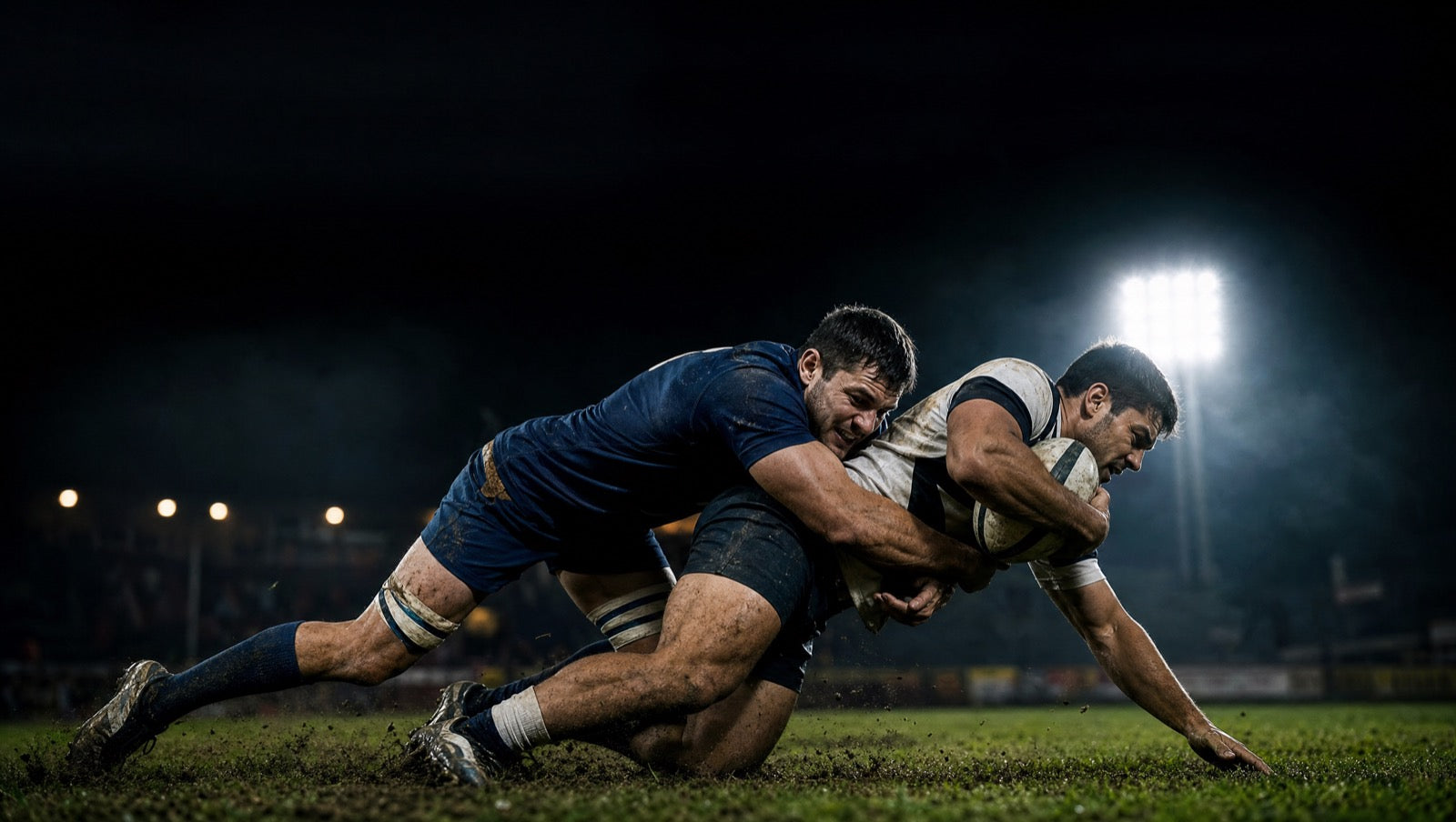 Rugbytackle tijdens een wedstrijd
